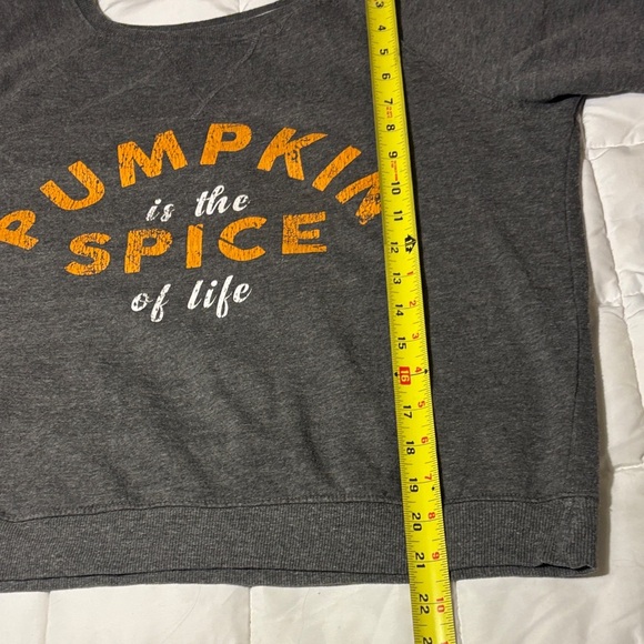 Messy Bun Just Chillin’ Gray Pumpkin Spice Crewneck Sweatshirt - Picture 5 of 9